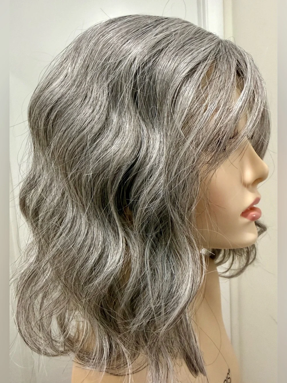 HAIR, 14” Wavy Topper, Center Part, Gray/Silver/Salt & Pepper